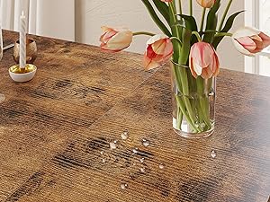 IRONCK 3-Piece Dining Table Set – Vintage Brown Kitchen Table with 2 Benches, Wine Rack & Glass Holder