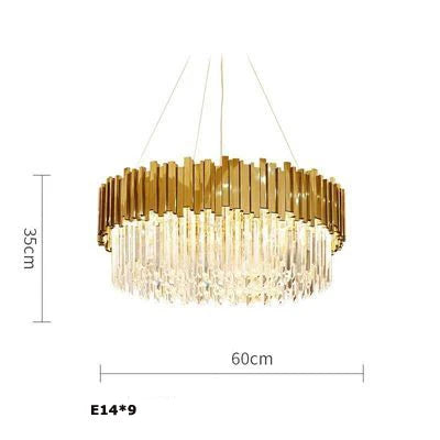 60cm round gold crystal chandelier with elegant E14 lighting for stylish interiors