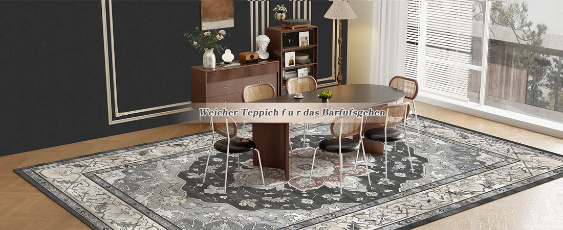 Orhopui Washable Area Rug - Low-Pile Vintage Rug for Living Room