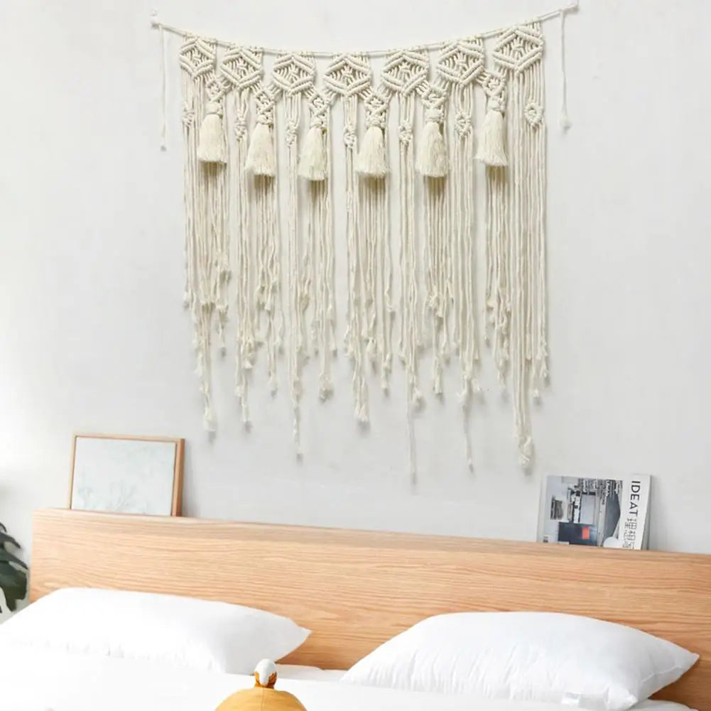 Macrame Wall Hanging Tapestry – Bohemian Home Décor with Tassels for Weddings and Interiors