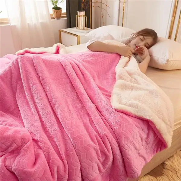 Pink & White Fleece Blanket – Super Soft, Thick Warm Winter Throw for Bed, Sofa & Home | King Size Duvet Cover