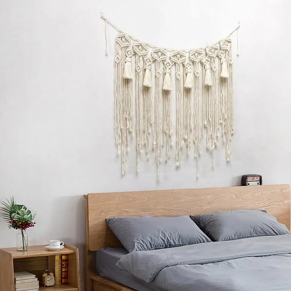 Macrame Wall Hanging Tapestry – Bohemian Home Décor with Tassels for Weddings and Interiors