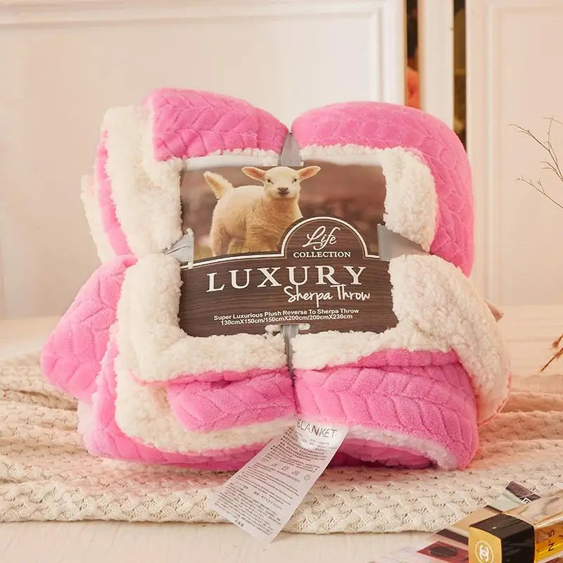 Pink & White Fleece Blanket – Super Soft, Thick Warm Winter Throw for Bed, Sofa & Home | King Size Duvet Cover