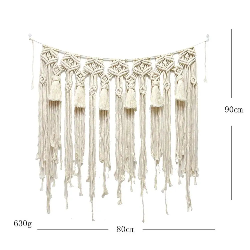 Macrame Wall Hanging Tapestry – Bohemian Home Décor with Tassels for Weddings and Interiors