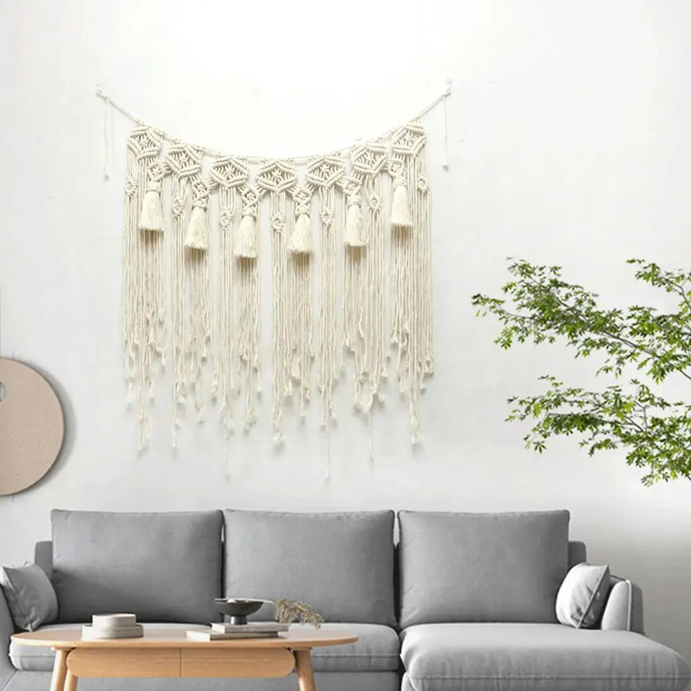 Macrame Wall Hanging Tapestry – Bohemian Home Décor with Tassels for Weddings and Interiors