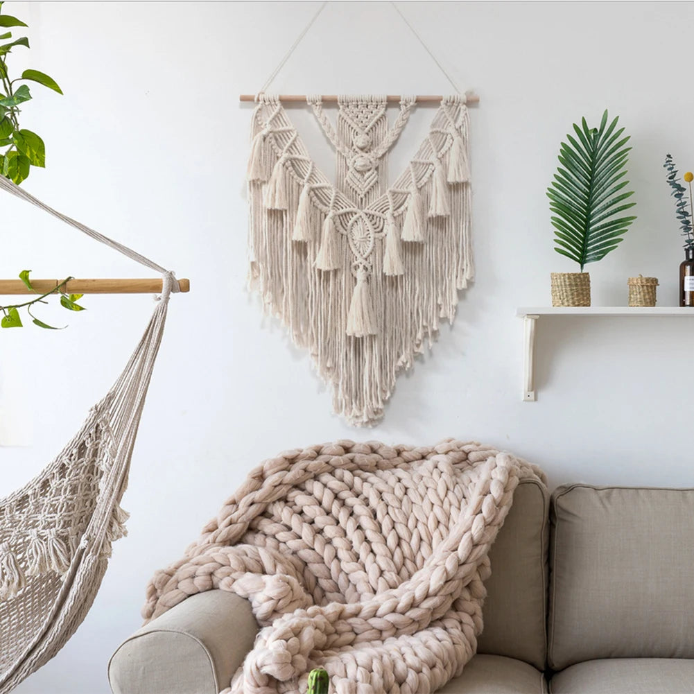 Handwoven Bohemian Macrame Wall Hanging – Elegant Tapestry for Home Decor