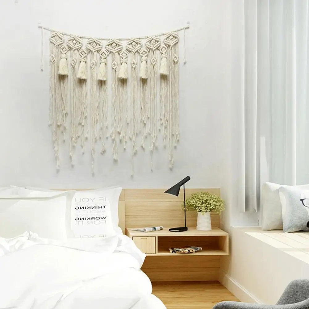 Macrame Wall Hanging Tapestry – Bohemian Home Décor with Tassels for Weddings and Interiors