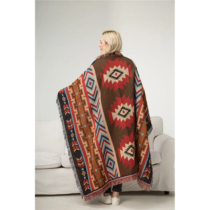 Casual Carpet Decoration - National Retro Blanket Indian Creative Geometry Totem Tapestry