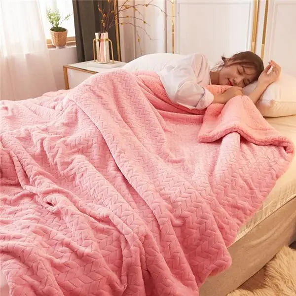 Pink & White Fleece Blanket – Super Soft, Thick Warm Winter Throw for Bed, Sofa & Home | King Size Duvet Cover