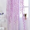 Green Purple Willow Sheer Curtains – Decorative Tulle for Living Room, Kitchen, and Bedroom