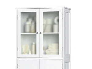 67” Tall Kitchen Pantry Cabinet with Glass Doors