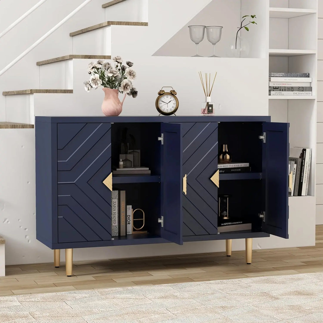 48" Modern Accent Cabinet with Embossed Doors