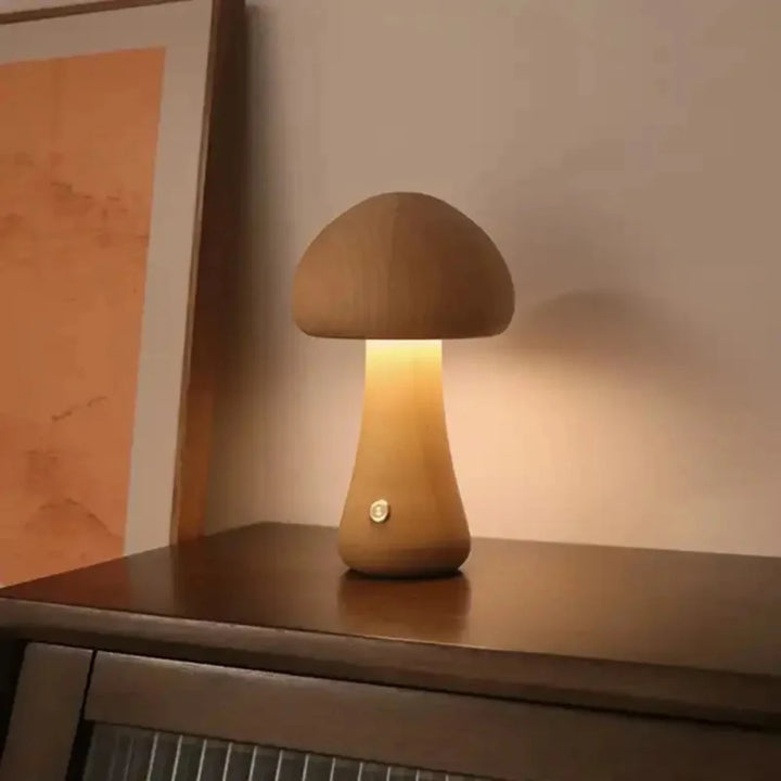 New LED night light with  switch desktop decorative light wooden ins cute mushroom bedside table light bedroom children's room