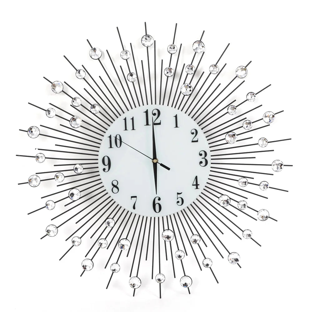 60x60cm Modern Luxury Large Art Round Diamond Wall Clock – Home and Office Décor