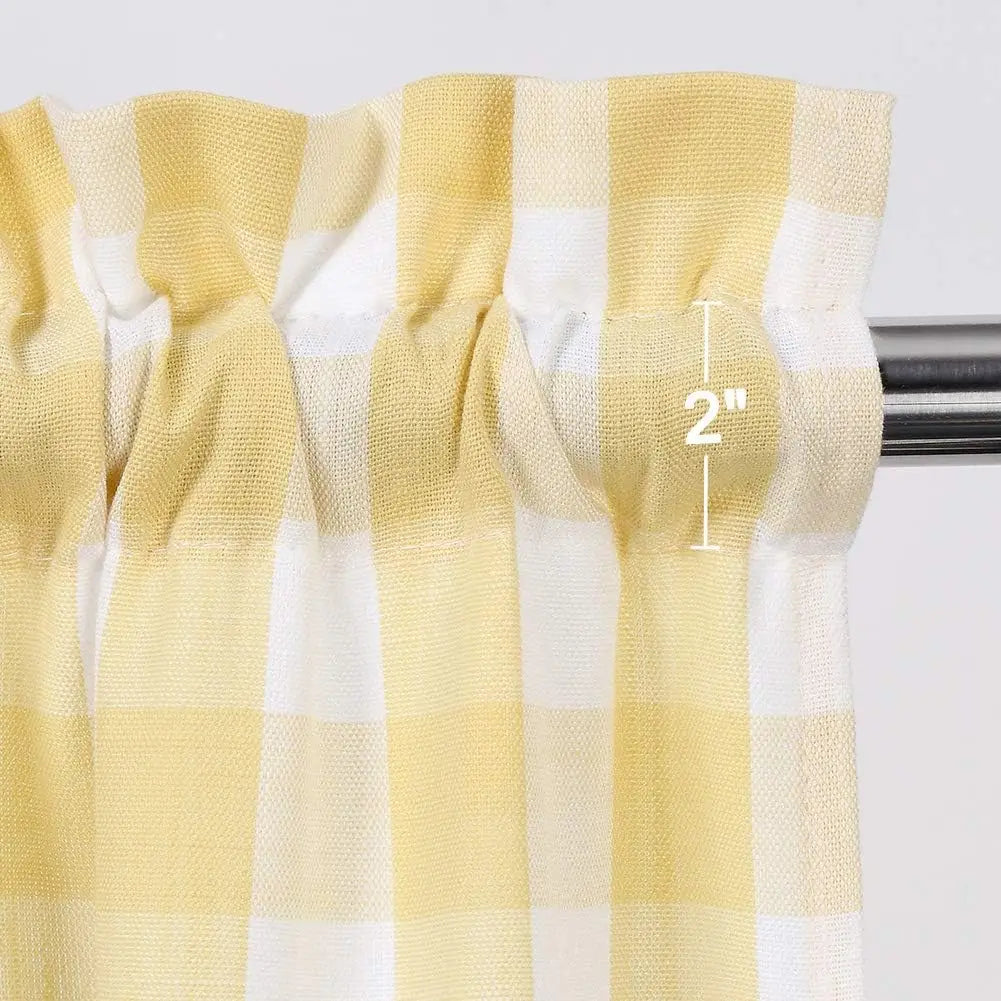 Cafe Curtains 45 Inch – Buffalo Plaid Gingham Check Short Tier Curtains for Kitchen and Bathroom (Yellow)