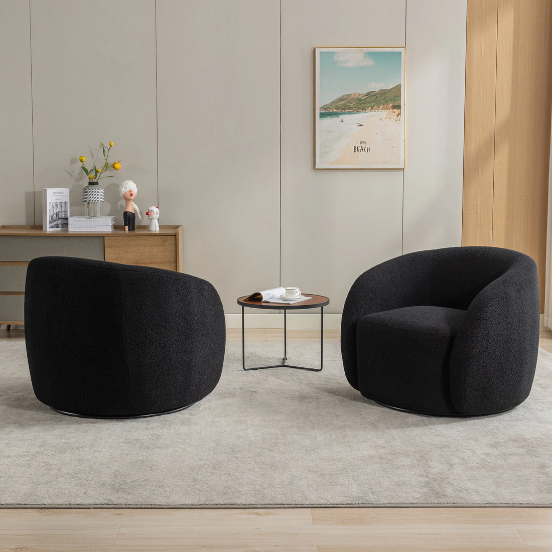 SEYNAR Modern Velvet Swivel Accent Armchair Set of 2 – Upholstered Round Barrel Chairs for Living Room