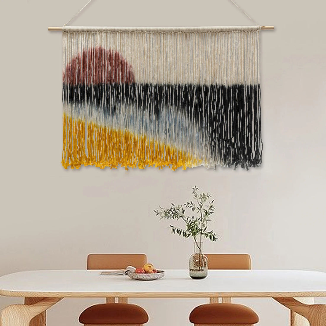 Modern Nature Wall Decor Large Macrame Wall Hanging 43x28in Dip Dye Art Tapestry for Home Office