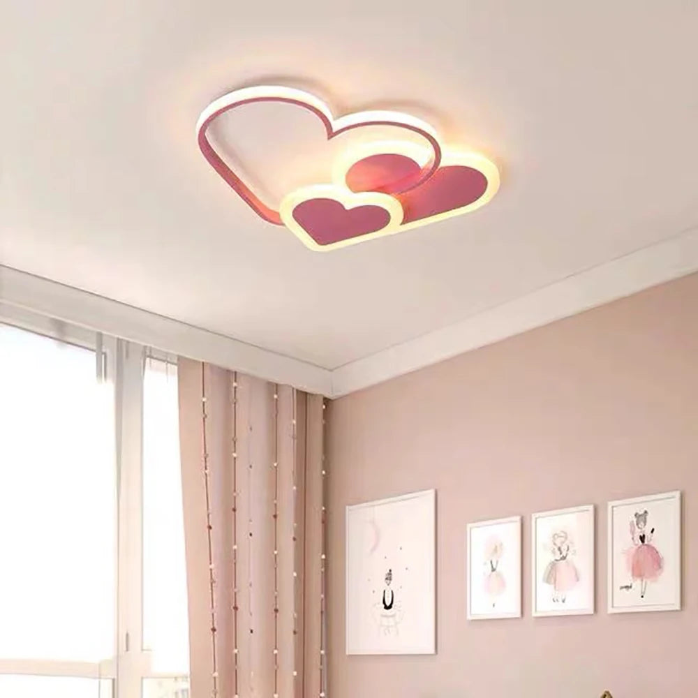 Modern Minimalist LED Ceiling Light – Heart-Shaped Dimmable Nordic Style Lamp for Children's Room, Bedroom, and Home Decor