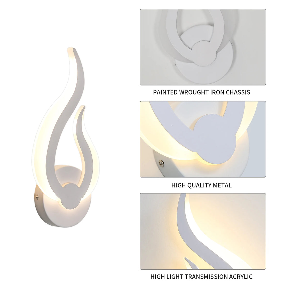 Modern LED Wall Sconces – Flame Shape LED Wall Light Fixture (3000K Warm Light)