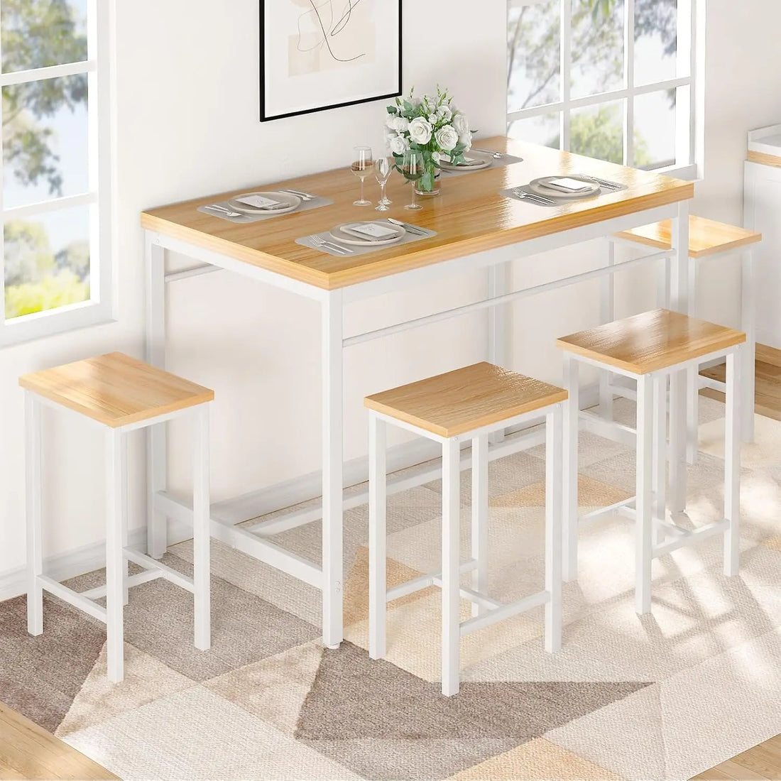 5-Piece Counter Height Bar Table & Chairs Set – Space-Saving Dining Solution