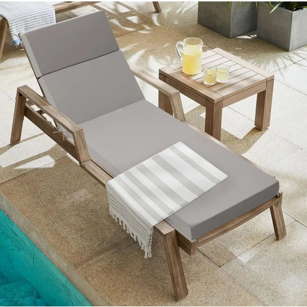 Outdoor Chaise Lounge Cushion – Waterproof Patio Chair Cushion (72in L x 21in W x 3in D) for Lawn & Poolside Furniture