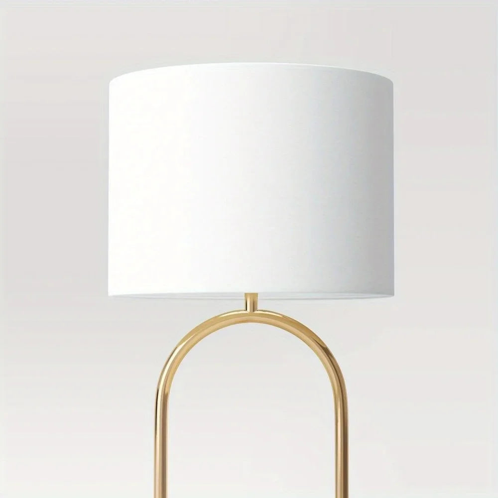 Brass ring base floor lamp