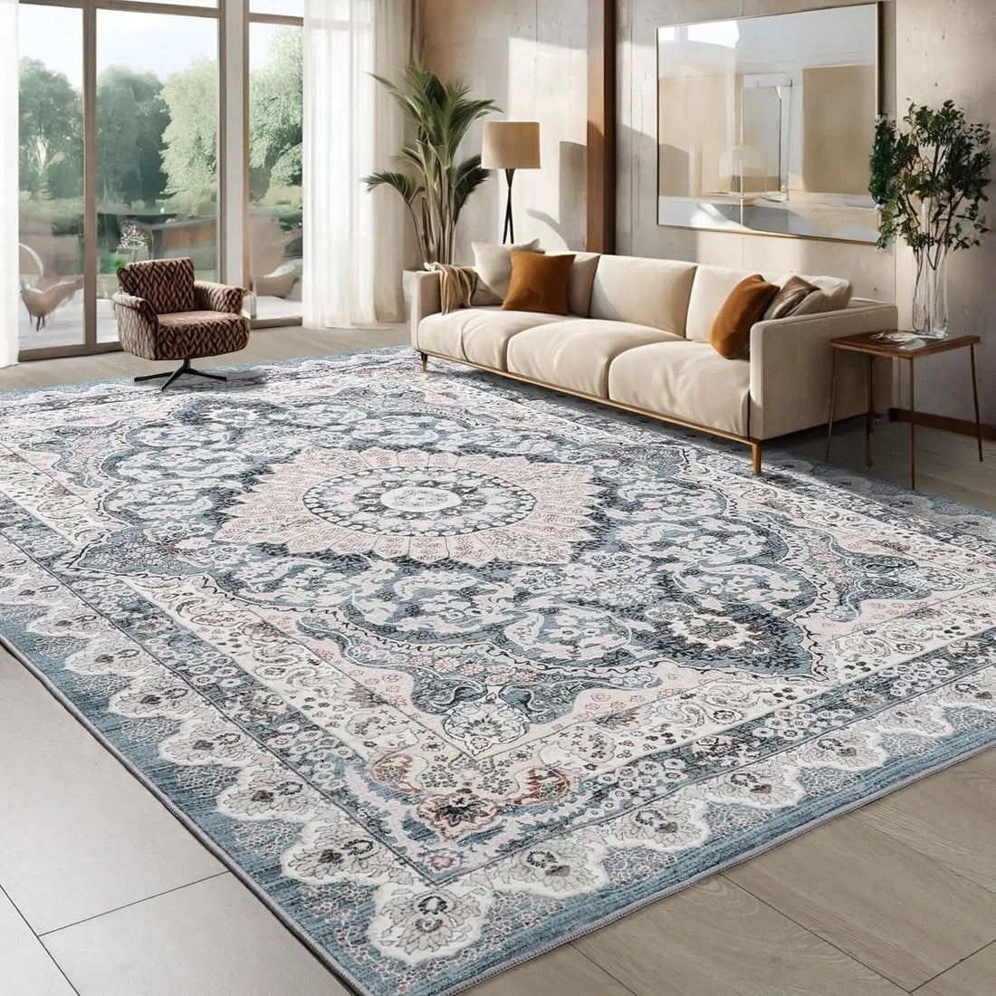 Noahas Machine Washable Vintage Area Rug - Perfect for Living Rooms