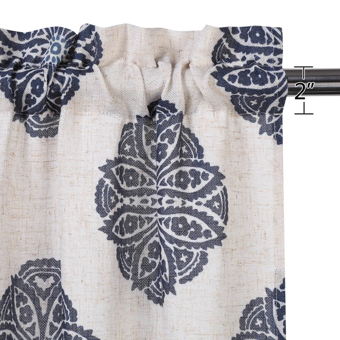 Medallion Printed Rod Pocket Light-Filtering Valance Curtain – Elegant Window Treatment for Kitchen and Bathroom