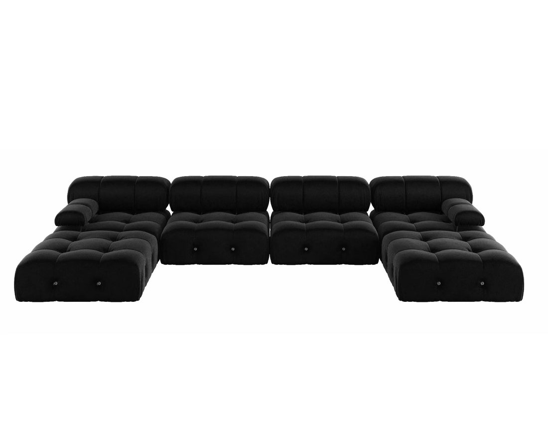 Minimalist U-Shaped Sectional Sofa with Ottomans