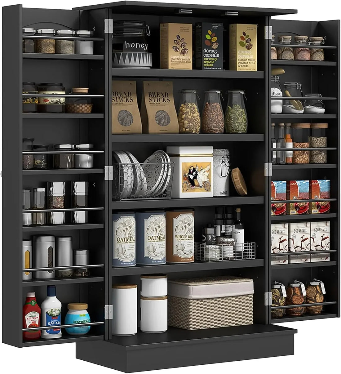 41" Freestanding Kitchen Pantry Cabinet with Adjustable Shelves