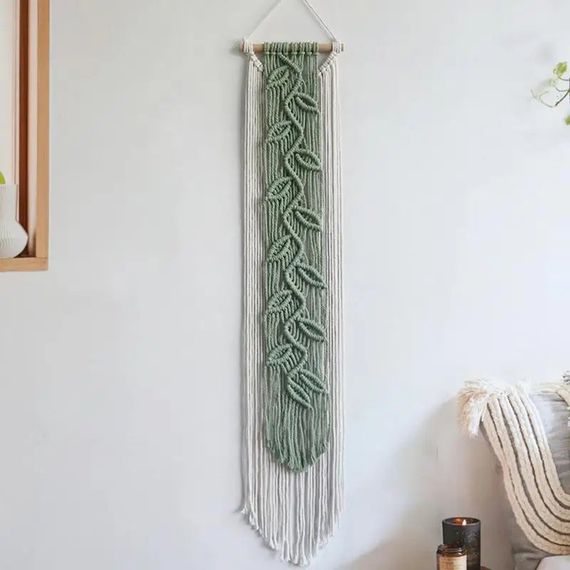 Boho Macrame Wall Tapestry – Handmade Woven Yarn Tassel for Bedroom, Living Room, and Cafe Decor