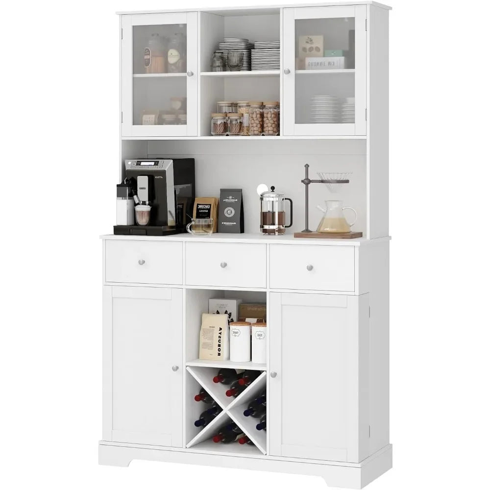 68” Tall Kitchen Pantry Cabinet with Glass Doors