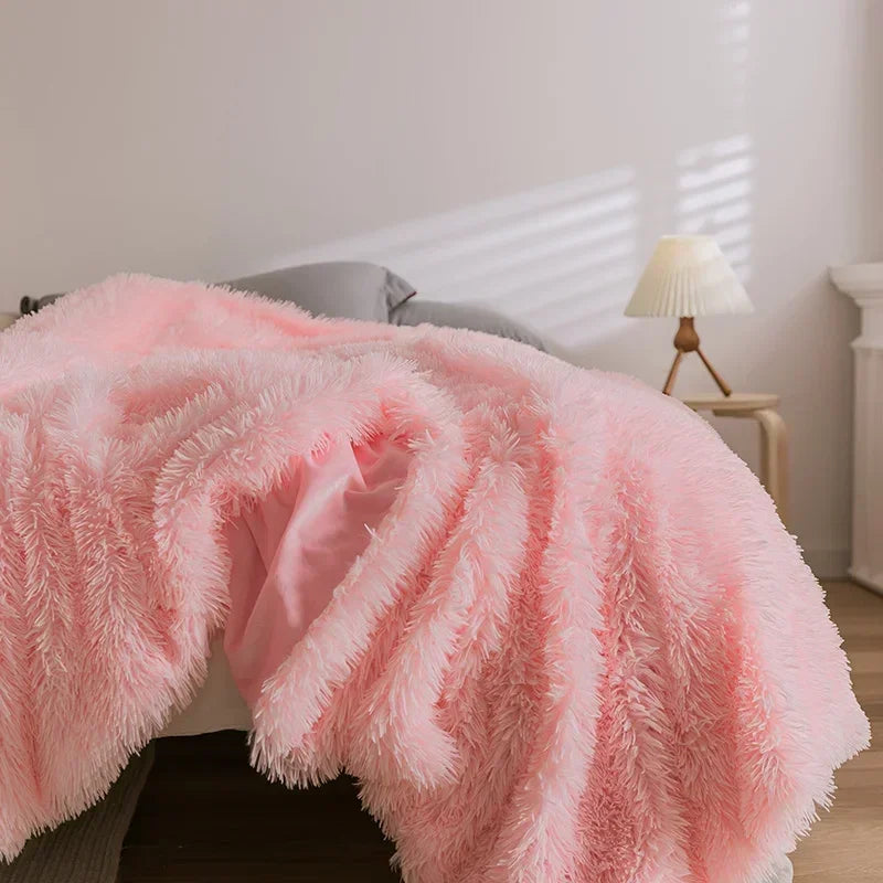 Pink Faux Fur Blanket – Soft Fuzzy Fluffy Throw Blanket for Couch, Bed, and Sofa | Warm, Cozy, and Lightweight Plush Blanket