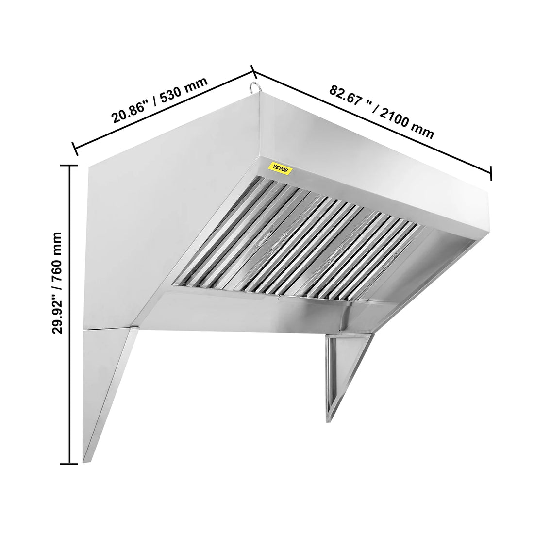 VEVOR Commercial Exhaust Hood – 4/5/6/7/8/9FT Stainless Steel Under Cabinet Concession Hood for Food Trucks & Commercial Kitchens