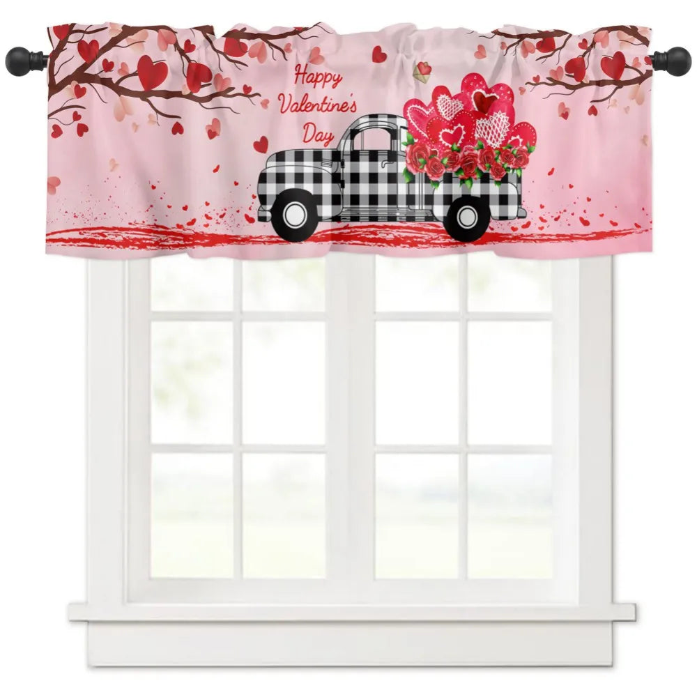 Valentine's Day Pastoral Country Decoration Curtain – Durable Kitchen Semi-Blackout Curtain