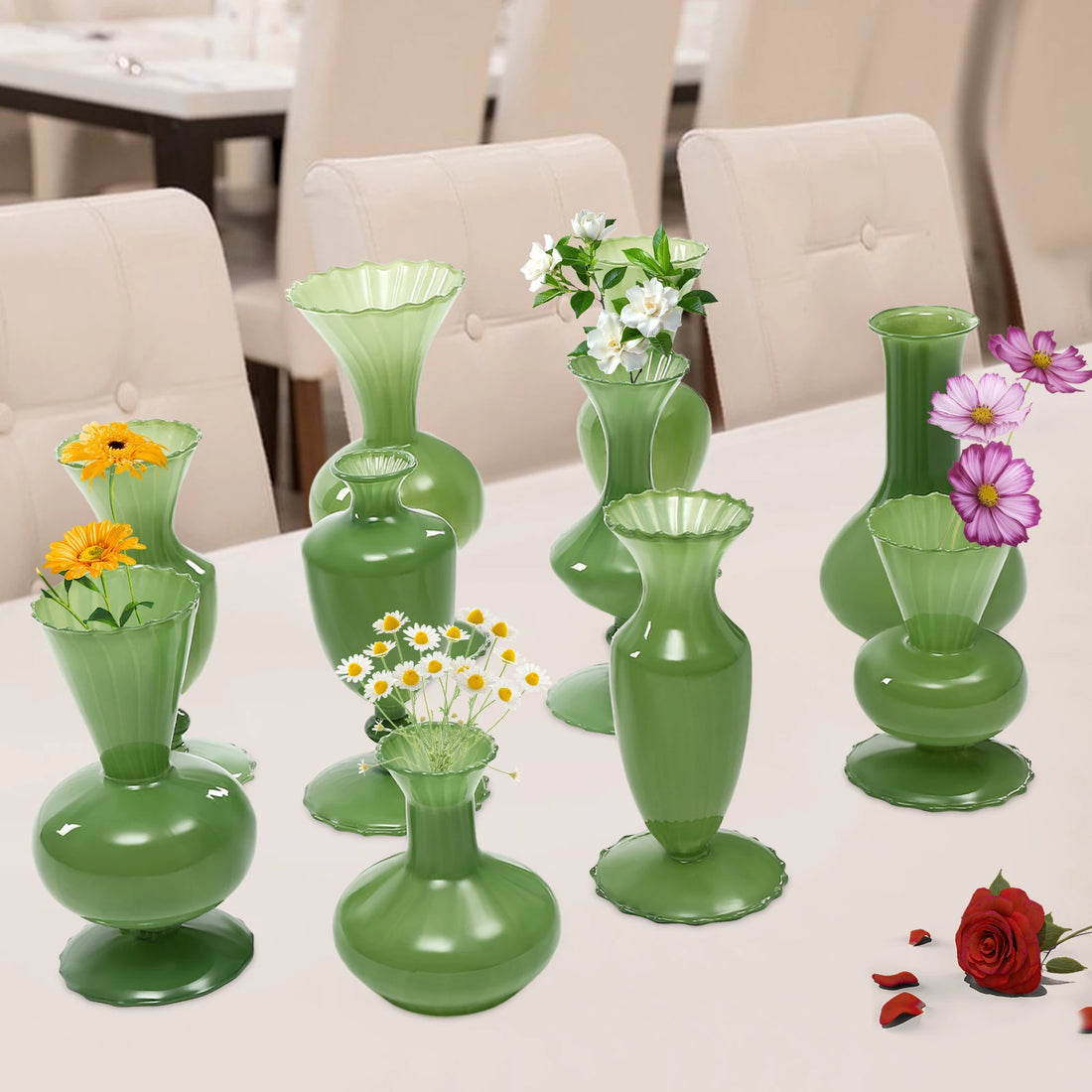 10pcs Decorative Glass Vase Set – Elegant Home and Event Decoration