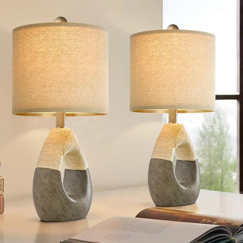 OYEARS Boho Table Lamps – Set of 2 for Rustic Elegance