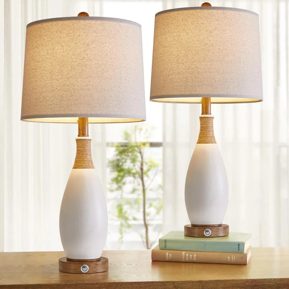 OYEARS Boho Table Lamps – Set of 2 for Rustic Elegance