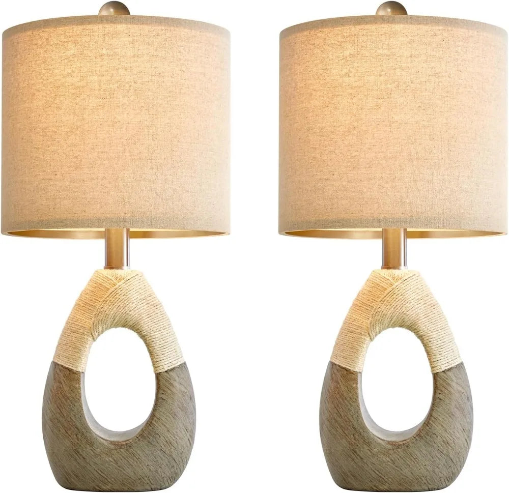 OYEARS Boho Table Lamps – Set of 2 for Rustic Elegance