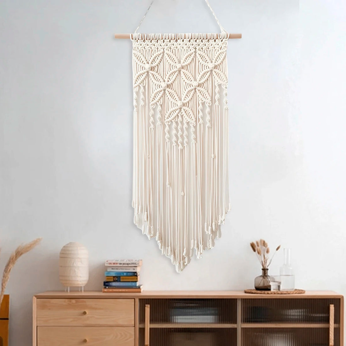 Macrame Wall Hanging Tapestry – Handmade Ethnic Chic Woven Wall Art with Tassels