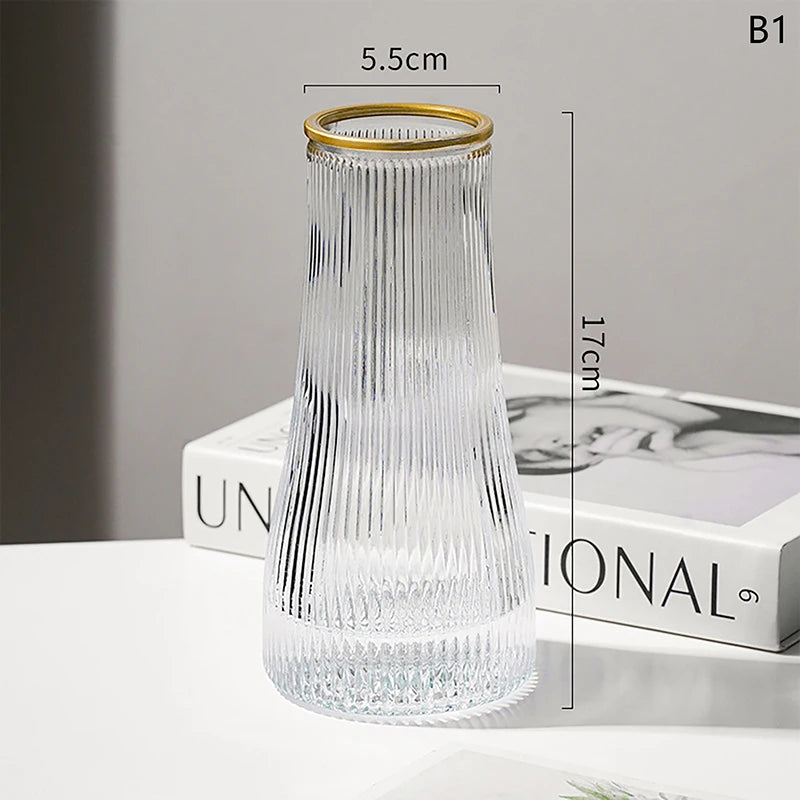 Product Description: 1Pc Simple And Creative Net Red Painted Gold Glass Transparent Flower Vase