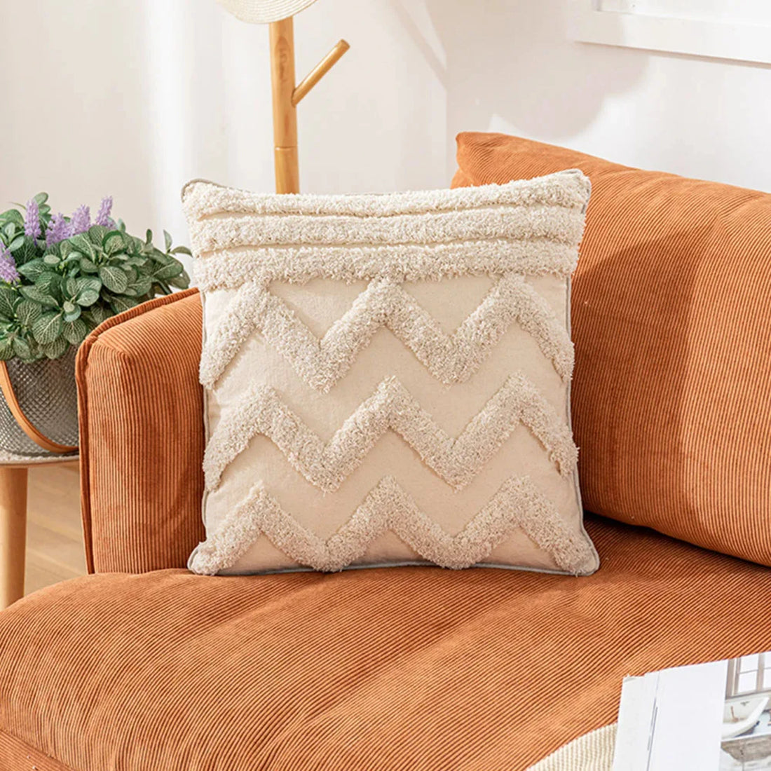 Handmade Beige & White Tassel Decorative Cushion Cover – Boho-Inspired Sofa Pillow Case (45x45cm / 30x50cm)