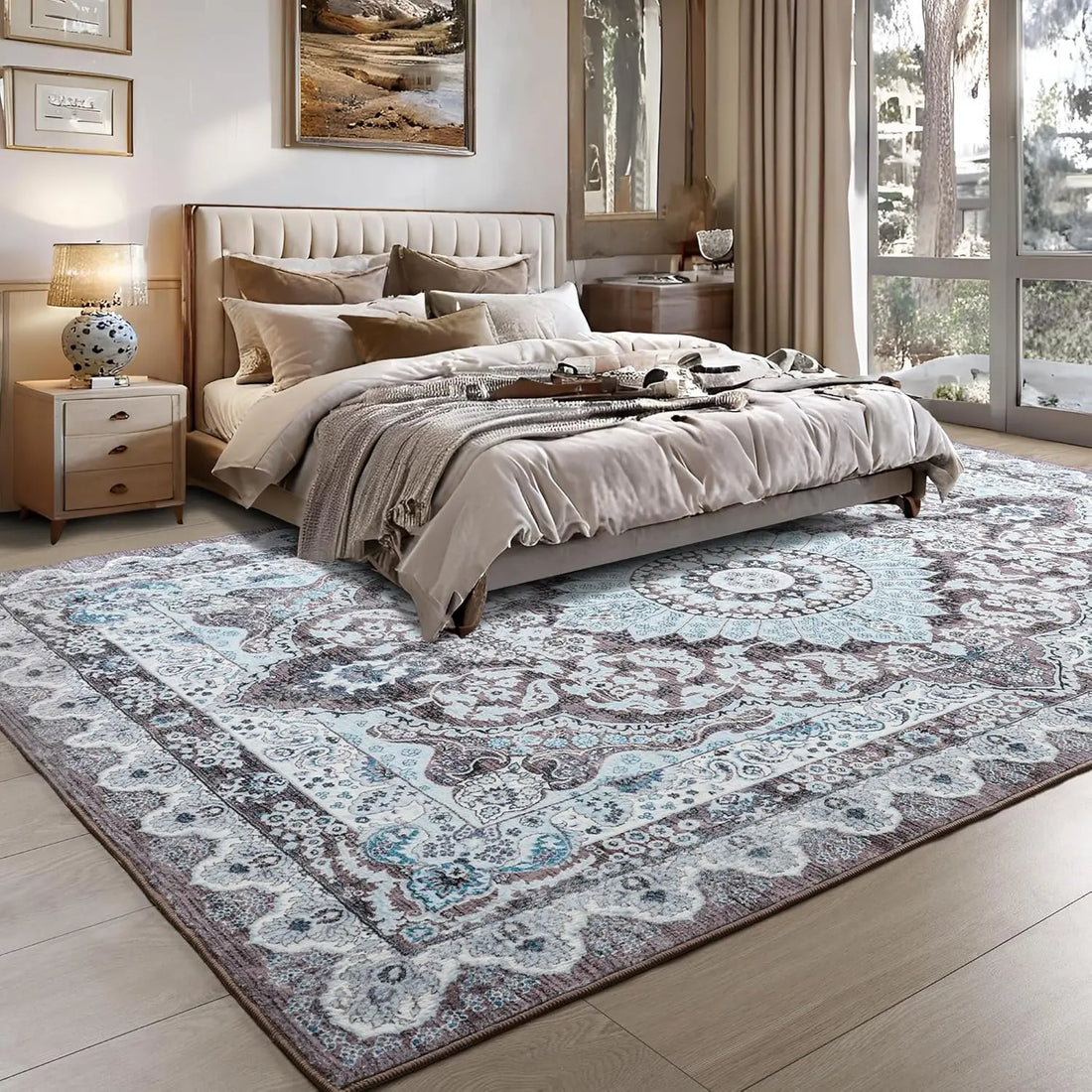 Noahas Machine Washable Vintage Area Rug - Perfect for Living Rooms