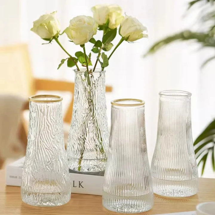 Product Description: 1Pc Simple And Creative Net Red Painted Gold Glass Transparent Flower Vase