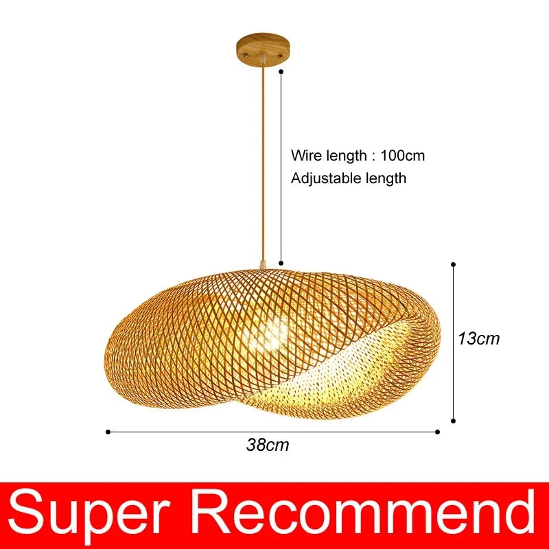 Chinese Style Bamboo Chandelier – Hand-Knitted Pendant Lamp for Cafeteria and Living Room Décor