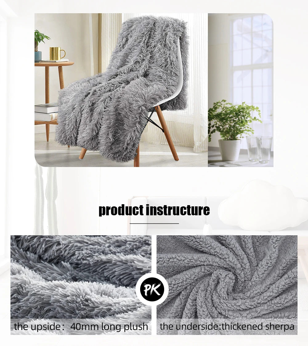 Thickened Fluffy Blanket – Double-Sided Plush Bedspread for Winter Warmth