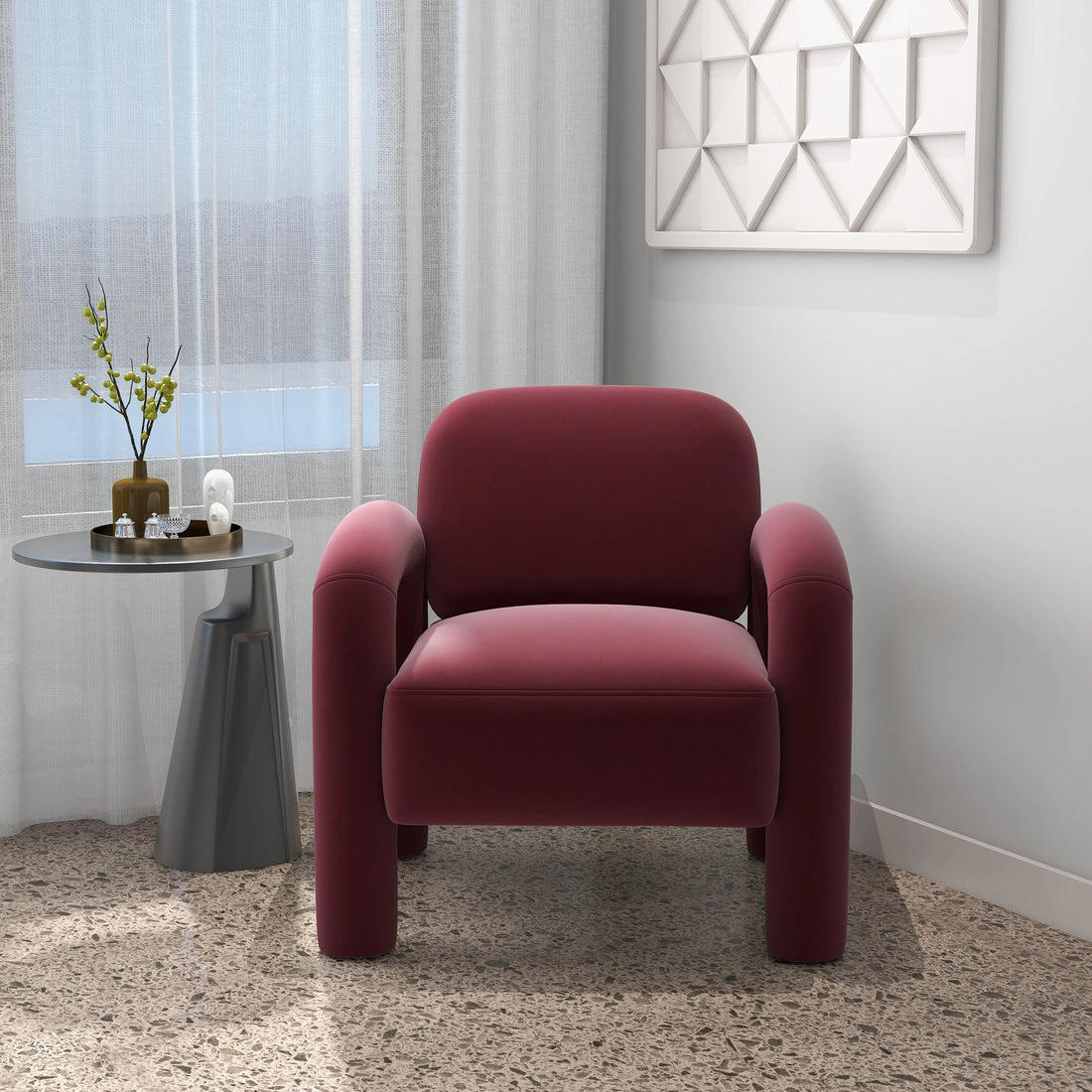 SEYNAR Mid-Century Modern Velvet Upholstered Accent Chair for Living Room