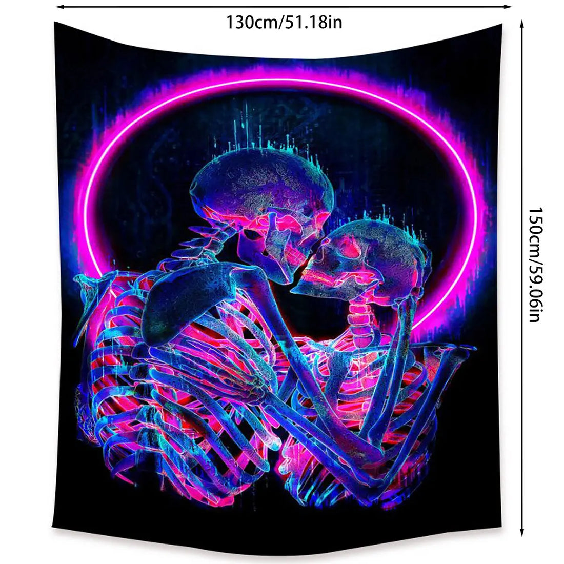 Psychedelic Skull Tapestry – Fluorescent Wall Hanging Carpet for Home Decoration