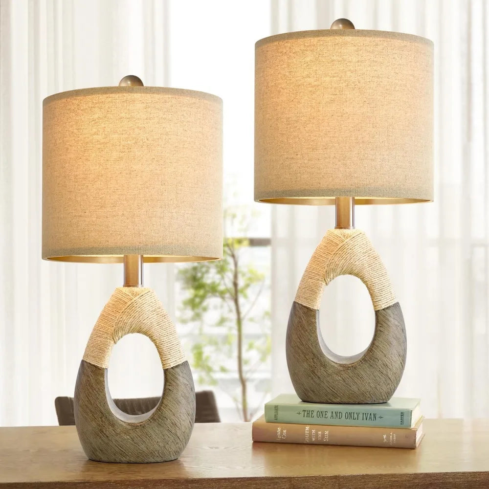 OYEARS Boho Table Lamps – Set of 2 for Rustic Elegance