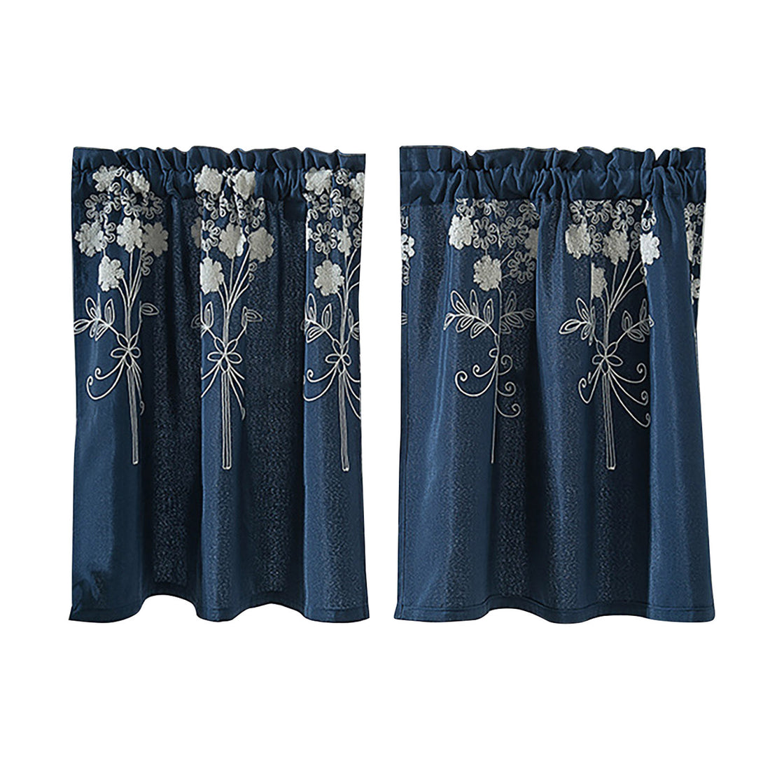 Floral Lace Short Curtains – 29 x 24 Inch Rod Curtains for Kitchen and Bedroom